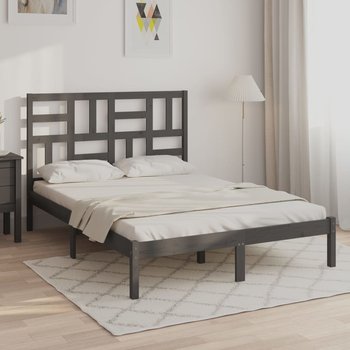 vidaXL Rama łóżka, szara, lite drewno, 160 x 200 cm - vidaXL