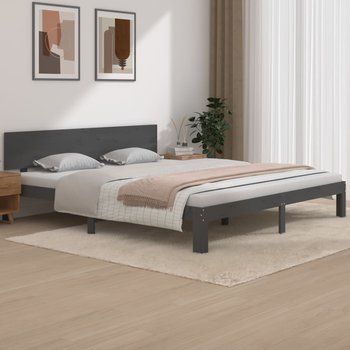 vidaXL Rama łóżka, szara, lite drewno, 180x200 cm - vidaXL