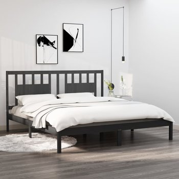vidaXL Rama łóżka, szara, lite drewno, 180x200 cm - vidaXL