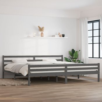 vidaXL Rama łóżka, szara, lite drewno, 200 x 200 cm - vidaXL
