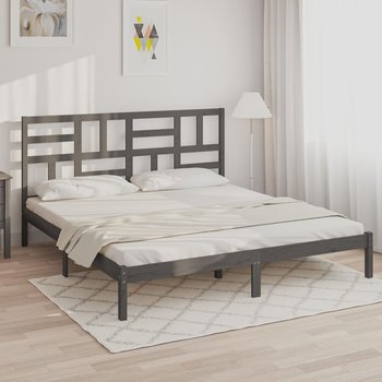 vidaXL Rama łóżka, szara, lite drewno, 200 x 200 cm - vidaXL
