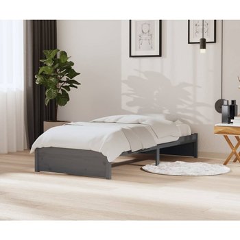 vidaXL Rama łóżka, szara, lite drewno, 90 x 200 cm - vidaXL