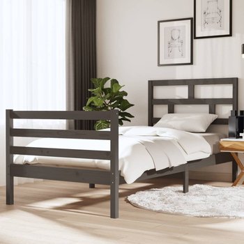vidaXL Rama łóżka, szara, lite drewno, 90x190 cm, 3FT, pojedyncza - vidaXL