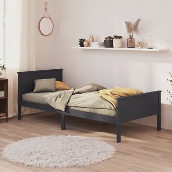 vidaXL Rama łóżka, szara, lite drewno sosnowe, 100 x 200 cm - vidaXL