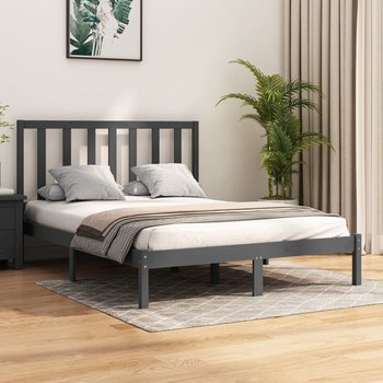 vidaXL Rama łóżka, szara, lite drewno sosnowe, 135x190 cm, podwójna - vidaXL