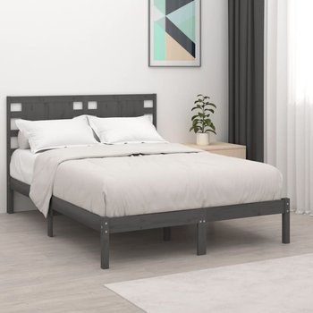 vidaXL Rama łóżka, szara, lite drewno sosnowe, 140 x 190 cm - vidaXL