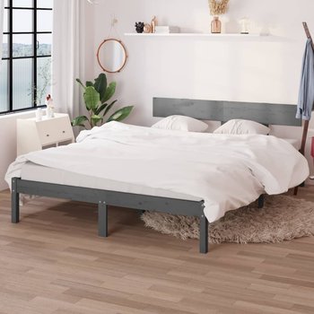 vidaXL Rama łóżka, szara, lite drewno sosnowe, 150x200 cm - vidaXL