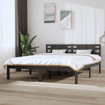 vidaXL Rama łóżka, szara, lite drewno sosnowe, 160 x 200 cm - vidaXL