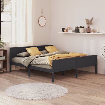 vidaXL Rama łóżka, szara, lite drewno sosnowe, 180 x 200 cm - vidaXL