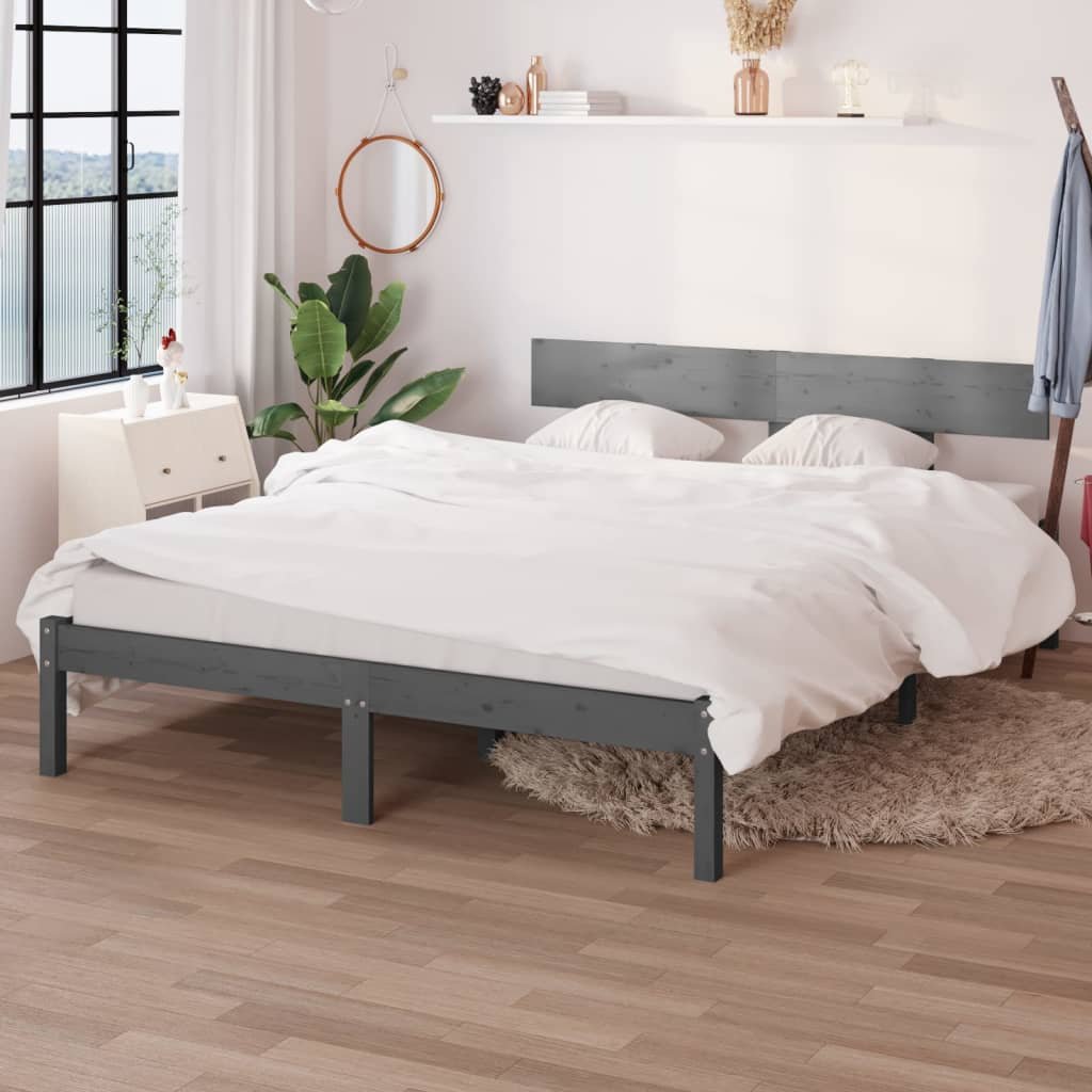 Фото - Ліжко VidaXL Rama łóżka, szara, lite drewno sosnowe, 200 x 200 cm 