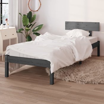 vidaXL Rama łóżka, szara, lite drewno sosnowe, 90x190 cm, pojedyncza - vidaXL