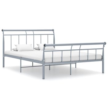 vidaXL Rama łóżka, szara, metalowa, 140 x 200 cm  - vidaXL