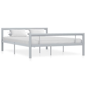 vidaXL Rama łóżka, szaro-biała metalowa, 160 x 200 cm - vidaXL