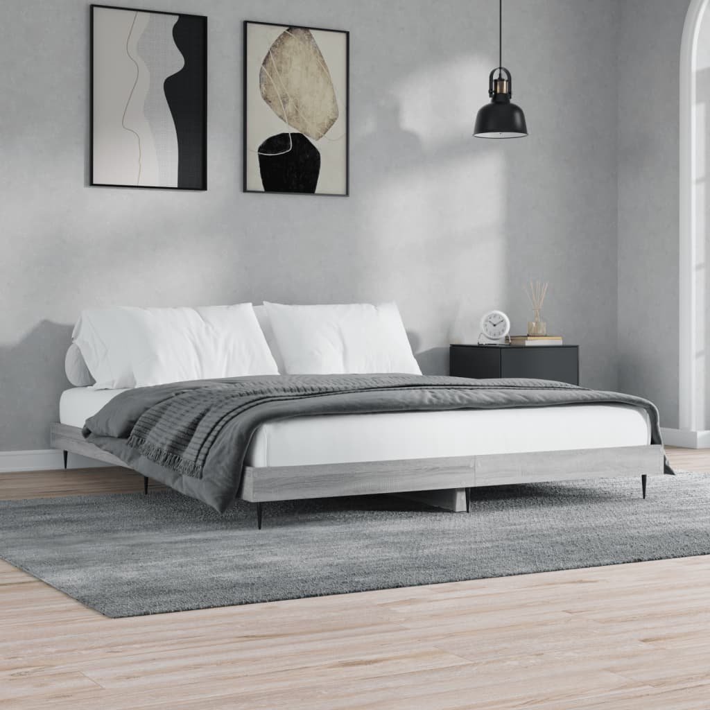 Фото - Ліжко VidaXL Rama łóżka, szary dąb sonoma, 160x200cm materiał drewnopochodny 