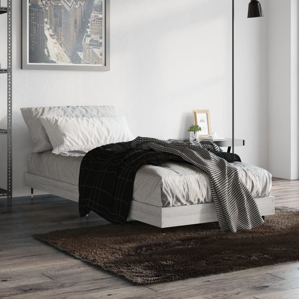 Фото - Ліжко VidaXL Rama łóżka, szary dąb sonoma, 75x190cm, materiał drewnopochodny 