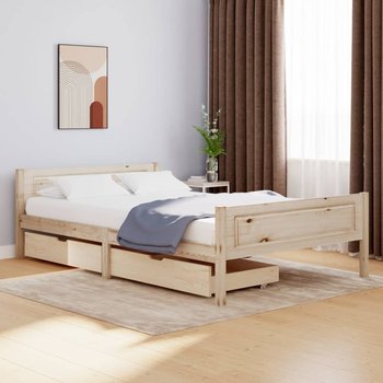 vidaXL Rama łóżka z 2 szufladami, lite drewno sosnowe, 160 x 200 cm - vidaXL