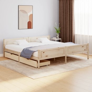 vidaXL Rama łóżka z 2 szufladami, lite drewno sosnowe, 200x200 cm - vidaXL