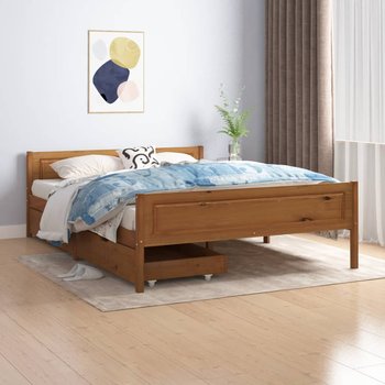 vidaXL Rama łóżka z 2 szufladami, miodowy brąz, sosna, 140 x 200 cm - vidaXL
