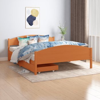 vidaXL Rama łóżka z 2 szufladami, miodowy brąz, sosna, 160 x 200 cm - vidaXL