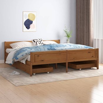vidaXL Rama łóżka z 4 szufladami, miodowy brąz, sosna, 180 x 200 cm - vidaXL