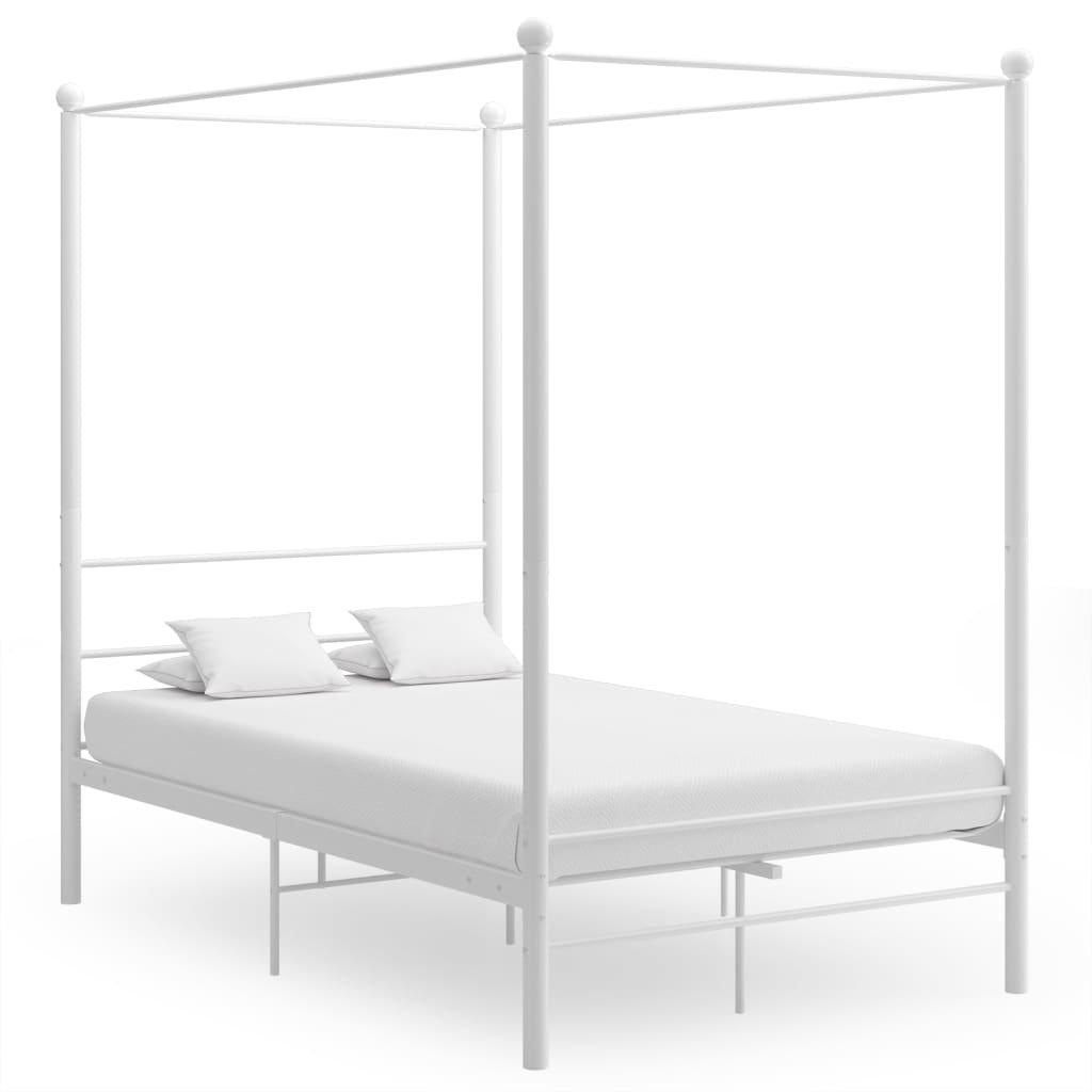 Фото - Ліжко VidaXL Rama łóżka z baldachimem, biała, metalowa, 140 x 200 cm 