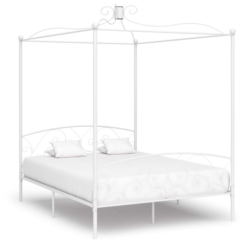 Фото - Ліжко VidaXL Rama łóżka z baldachimem, biała, metalowa, 160 x 200 cm 