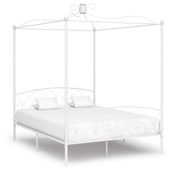 vidaXL Rama łóżka z baldachimem, biała, metalowa, 160 x 200 cm - vidaXL