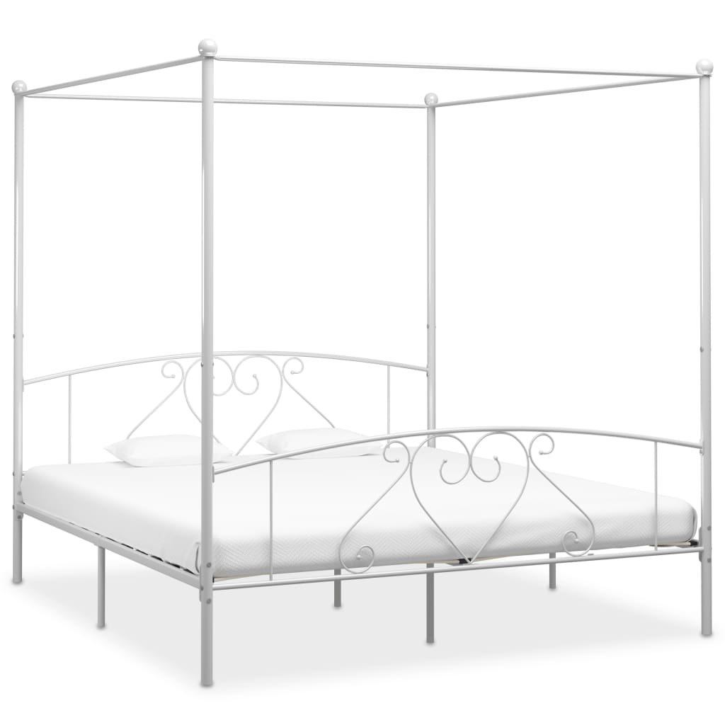 Фото - Ліжко VidaXL Rama łóżka z baldachimem, biała, metalowa, 180 x 200 cm 