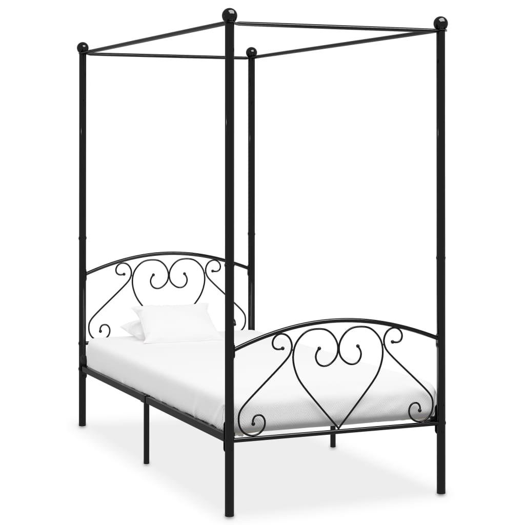 Фото - Ліжко VidaXL Rama łóżka z baldachimem, czarna, metalowa, 100 x 200 cm 