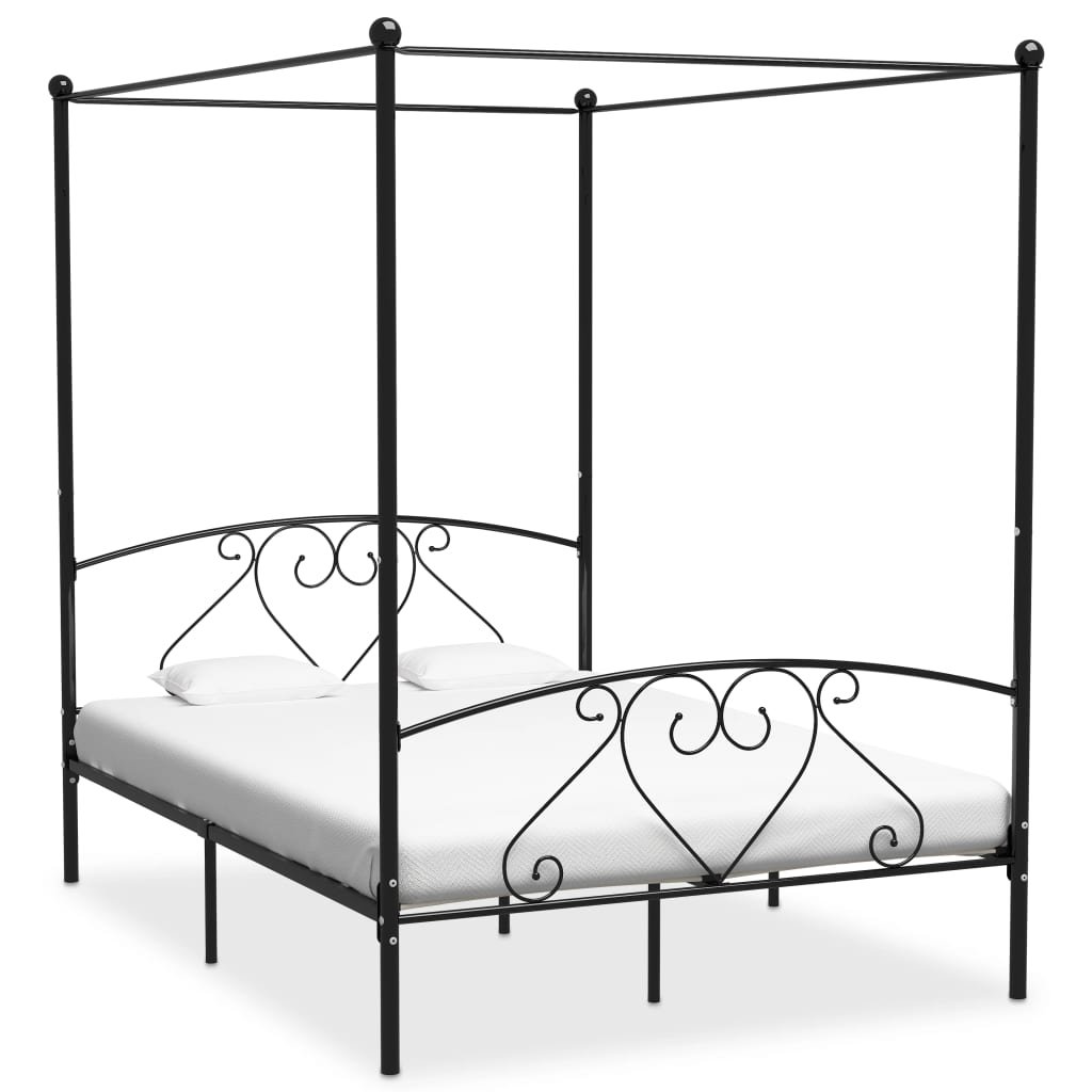Фото - Ліжко VidaXL Rama łóżka z baldachimem, czarna, metalowa, 140 x 200 cm 