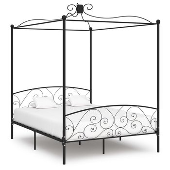 vidaXL Rama łóżka z baldachimem, czarna, metalowa, 160 x 200 cm - vidaXL