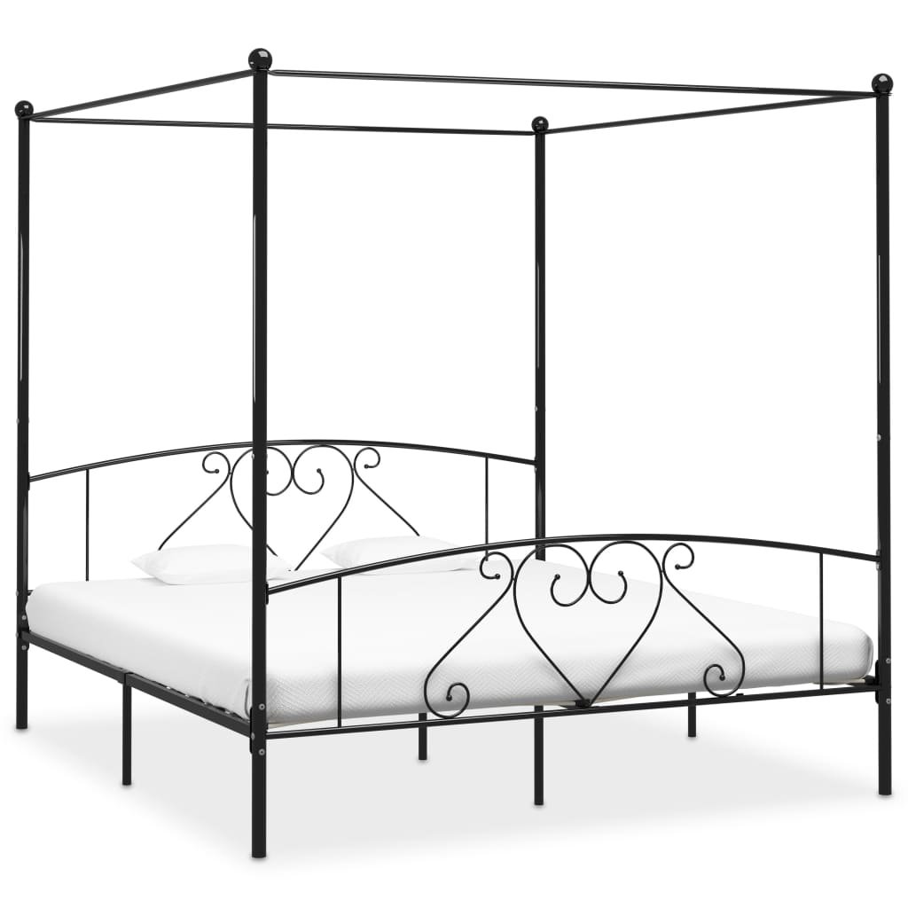 Фото - Ліжко VidaXL Rama łóżka z baldachimem, czarna, metalowa, 180 x 200 cm 