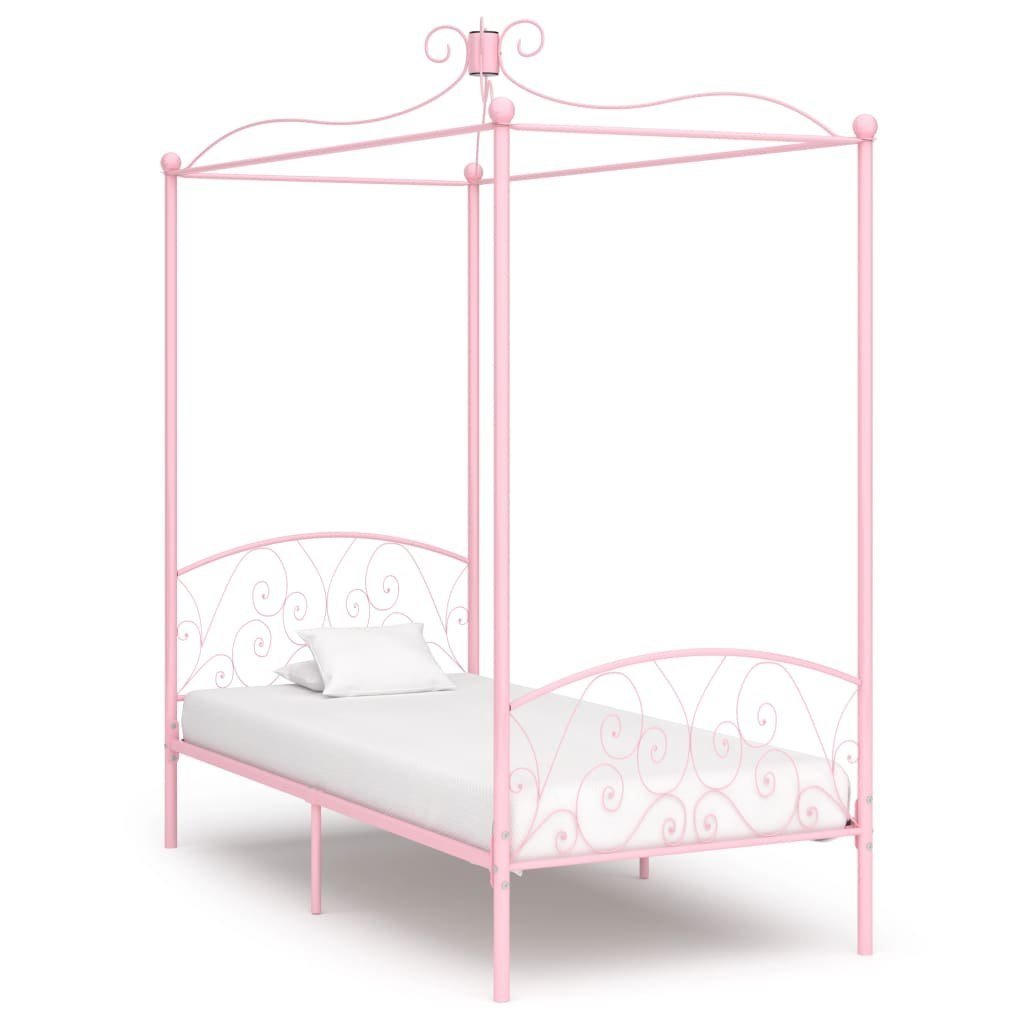 Фото - Ліжко VidaXL Rama łóżka z baldachimem, różowa, metalowa, 100 x 200 cm 