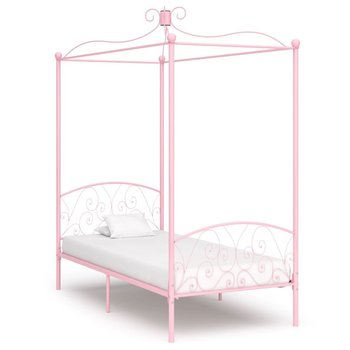 vidaXL Rama łóżka z baldachimem, różowa, metalowa, 100 x 200 cm - vidaXL