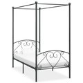 vidaXL Rama łóżka z baldachimem, szara, metalowa, 100 x 200 cm  - vidaXL