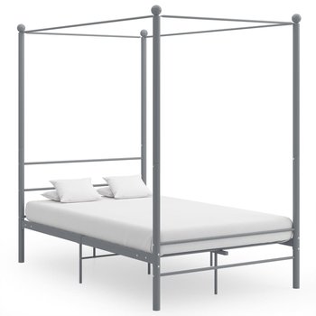 vidaXL Rama łóżka z baldachimem, szara, metalowa, 140 x 200 cm  - vidaXL