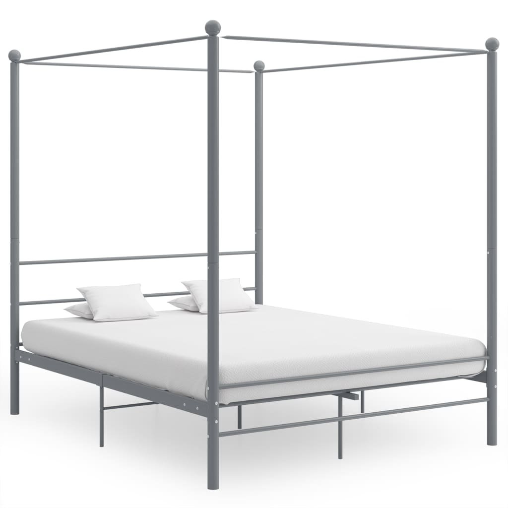 Фото - Ліжко VidaXL Rama łóżka z baldachimem, szara, metalowa, 160 x 200 cm 