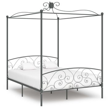 vidaXL Rama łóżka z baldachimem, szara, metalowa, 160 x 200 cm - vidaXL