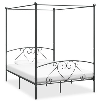 vidaXL Rama łóżka z baldachimem, szara, metalowa, 160 x 200 cm  - vidaXL