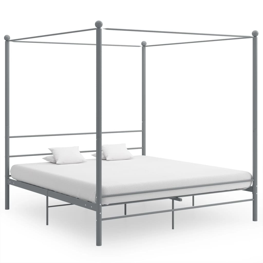 Фото - Ліжко VidaXL Rama łóżka z baldachimem, szara, metalowa, 200 x 200 cm 
