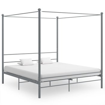 vidaXL Rama łóżka z baldachimem, szara, metalowa, 200 x 200 cm  - vidaXL
