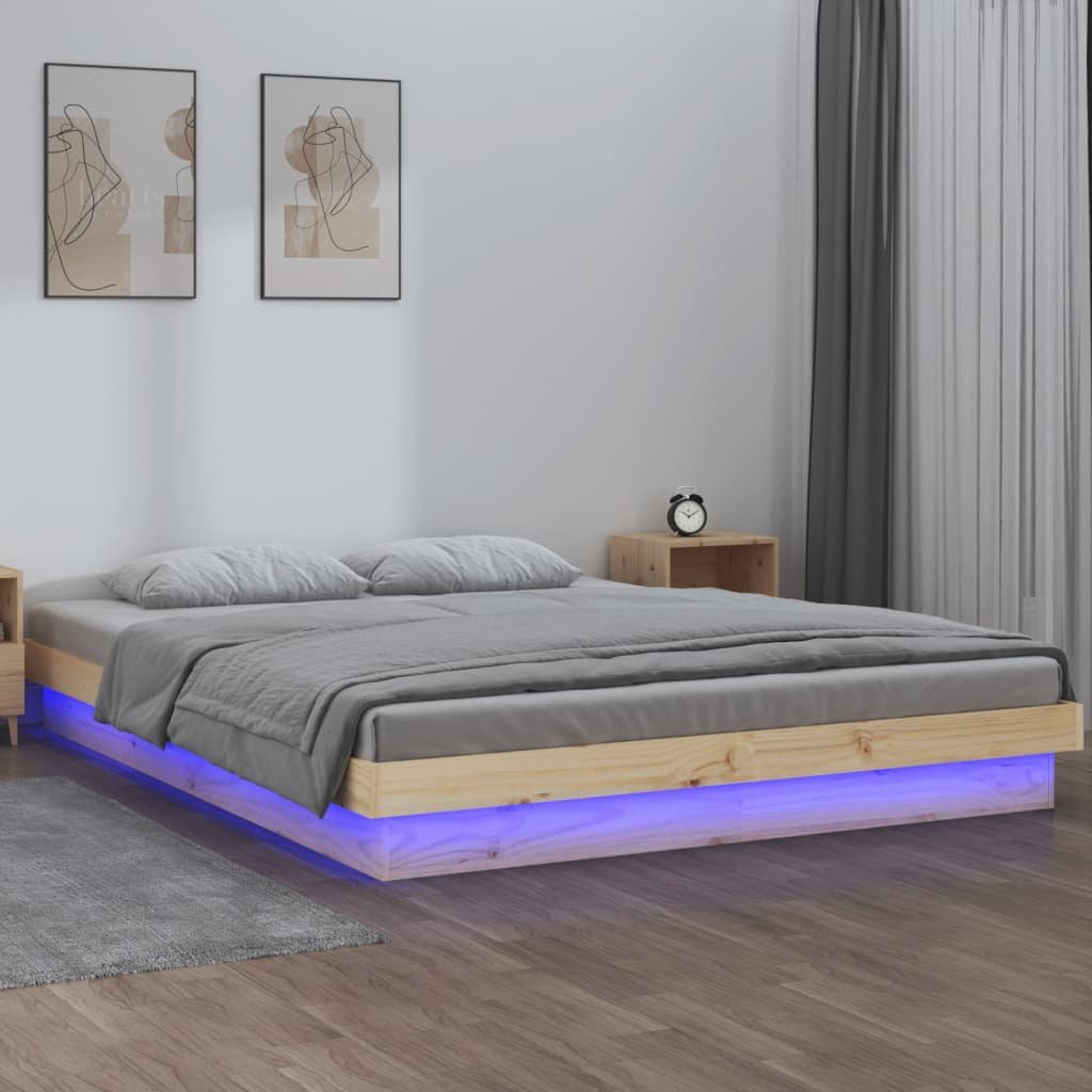 Фото - Ліжко VidaXL Rama łóżka z LED, 150x200 cm, King Size, lite drewno 