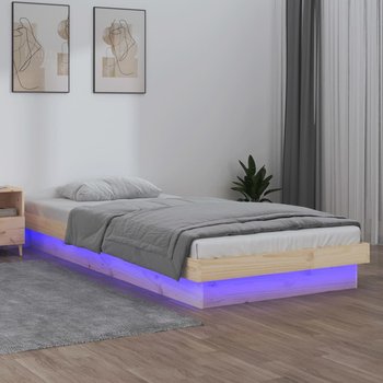 vidaXL Rama łóżka z LED, 75x190 cm, pojedyncza, lite drewno - vidaXL