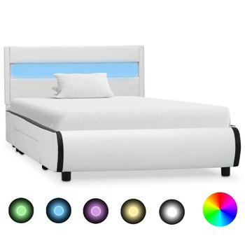 vidaXL Rama łóżka z LED, biała, sztuczna skóra, 100 x 200 cm  - vidaXL