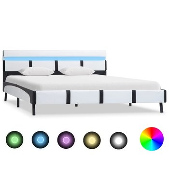 vidaXL Rama łóżka z LED, biała, sztuczna skóra, 120 x 200 cm - vidaXL