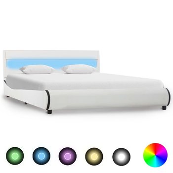 vidaXL Rama łóżka z LED, biała, sztuczna skóra, 140 x 200 cm  - vidaXL
