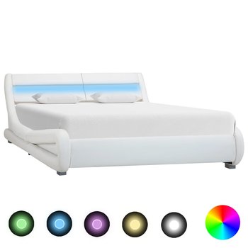 vidaXL Rama łóżka z LED, biała, sztuczna skóra, 160 x 200 cm  - vidaXL