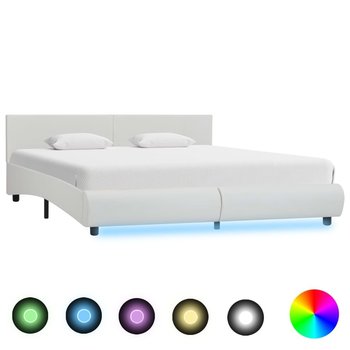 vidaXL Rama łóżka z LED, biała, sztuczna skóra, 160 x 200 cm  - vidaXL
