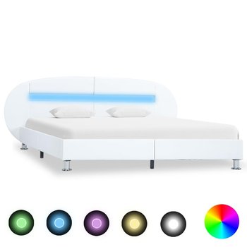 vidaXL Rama łóżka z LED, biała, sztuczna skóra, 180 x 200 cm - vidaXL