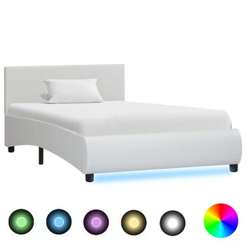vidaXL Rama łóżka z LED, biała, sztuczna skóra, 90 x 200 cm  - vidaXL